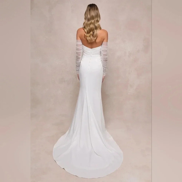 Lulu's Eternal Bliss White Tulle Off-the-Shoulder Bustier Maxi Dress XL Bridal - Picture 5 of 12